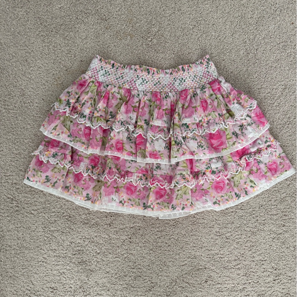 LoveShackFancy Pink Floral Lace Girls Skirt. Girls size 12